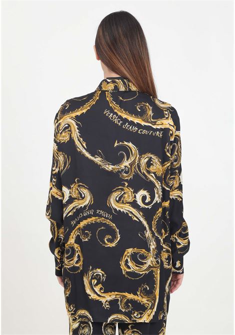 Camicia elegante nera da donna con fantasia Chromo Couture VERSACE JEANS COUTURE | 77HAL222NS508G89